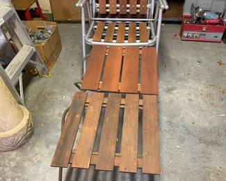 Vintage Mid-Century Modern Teak & Metal Folding Chairs W/ Matching Tables