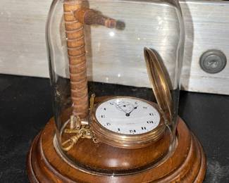 Elgin Pocketwatch In Glass Dome Case