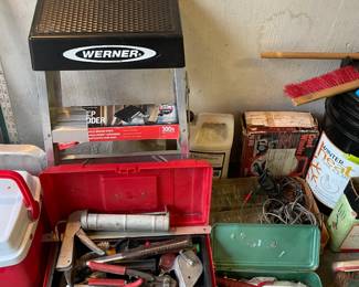 Assorted Garage Contents (Hand Tools, Chemicals, Yard Tools, Cleaning Solutions, Misc. Parts & Pieces, Etc.)