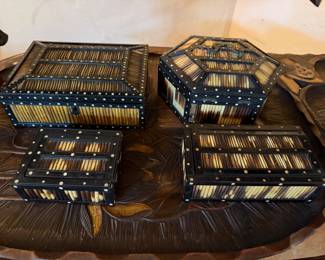 Collection of Antique Porcupine Quill Boxes