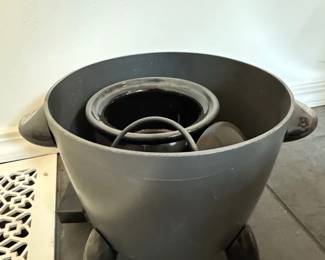 Vintage Cast Iron Bean Pot with Trivet