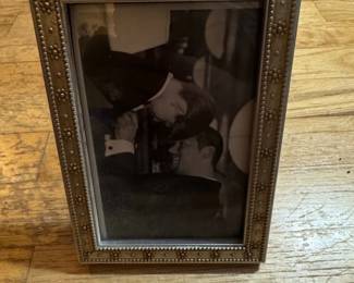 Vintage Ornate Pewter Photo Frame with Floral Motifs