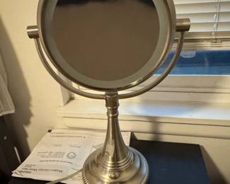 Brushed Nickel Lighted Makeup Mirror