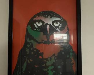Framed Owl Screen Print by Sandy Welch