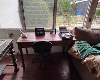 Vintage Leather Inset Writing Desk