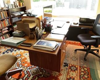 Mid-Century Modern Style Executive Desk and Office Chair Set
