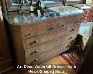 Art Deco Waterfall Dresser with HeartShaped Pulls