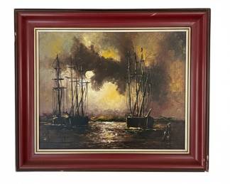 B. Wilder Nautical Oil Painting