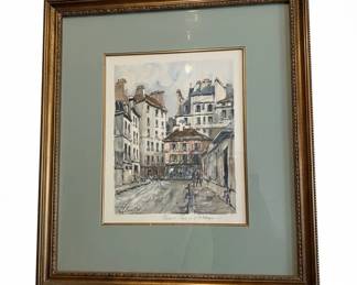 Parisian Street Scene Watercolor Painting