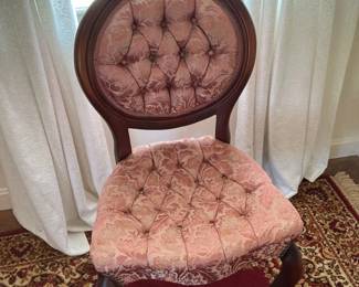 Victorian Rose Carved Balloon Back Accent Chair