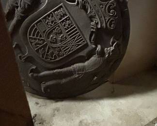 Cast Iron Plaque Depicting Knights and Heraldry, possibly Spanish
