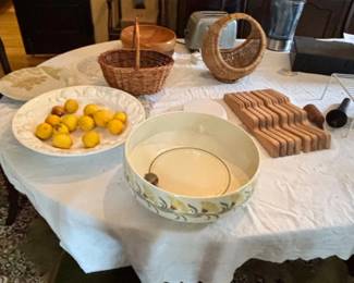 Vintage Ceramic Serving Bowl with Floral Motif