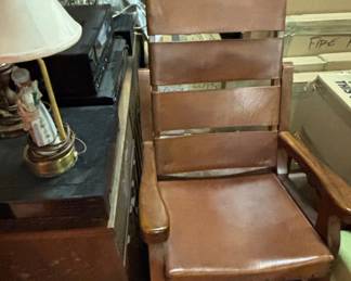 Vintage Leather Sling Morris Chair