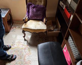 Antique Victorian Small Parlor Chair with Wheels