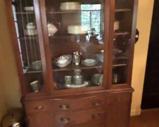 Antique Mahogany Bow Front China Cabinet