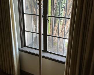 Vintage Brass and Frosted Glass Torchiere Floor Lamp