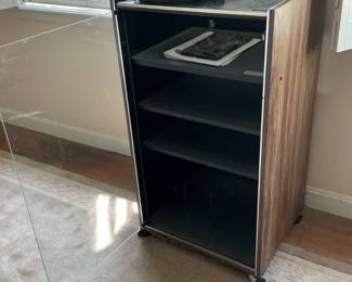 Vintage Stereo Cabinet with Glass Door and Record Dividers