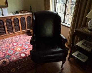 Pennsylvania House Dark Brown Leather Wingback Armchair