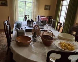 Mahogany China Cabinet and Dining Table Set