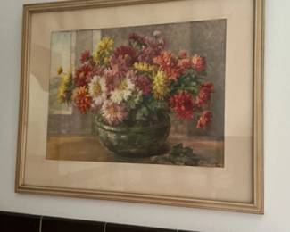 Floral Still Life Watercolor by H.R. Stutz