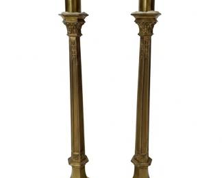 Pair of Brass Church Candlesticks