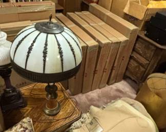 Vintage Slag Glass Table Lamp