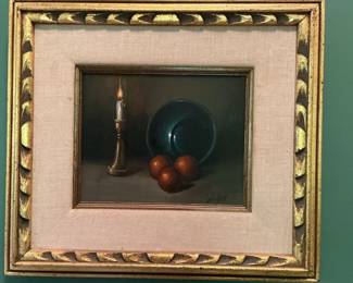 Still Life with Candle, Bowl, and Fruit Oil Painting by Karl Hofer