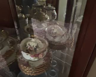 Wedgwood Queensware Blue and White Dinnerware Set and Floral Tea Set