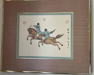 Chinese Painting of Two Horsemen by B. Chan