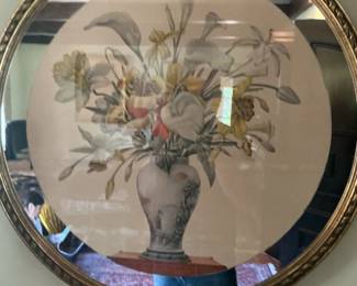 Oval Framed Floral Still Life Print