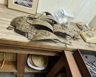 Vintage Metal Ship Sculpture