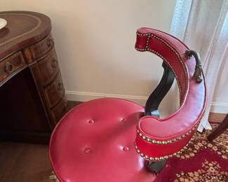 Red Leather Tufted Swivel Desk Chair