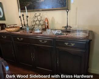 Dark Wood Sideboard with Brass Hardware