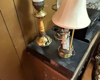 Vintage Brass and Ceramic Table Lamps (Set of 3)