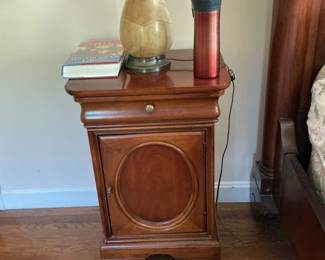 Mahogany Nightstand with Circular Inlay  Louis Philippe Style