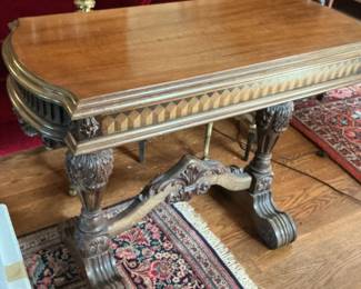 R.J. Horner  Co. Carved Oak Library Table