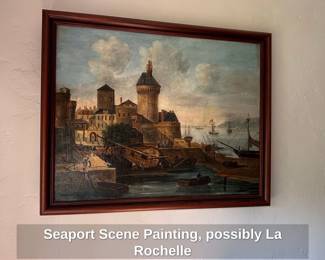 Seaport Scene Painting, possibly La Rochelle