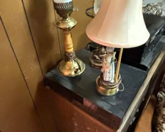 Vintage Brass and Ceramic Table Lamps Set of 