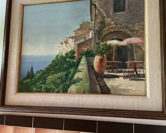 James Kramer Watercolor Painting of Mediterranean Scene