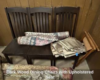 Dark Wood Dining Chairs with Upholstered Seat