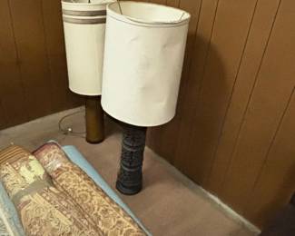 Vintage Table Lamps with Fabric Shades