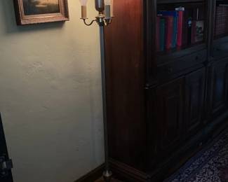 Art Deco Torchiere Floor Lamp with Frosted Glass Shade