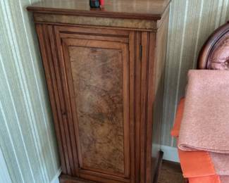 Antique Burl Walnut Cabinet on Stand