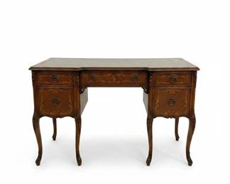 Antique Vanity Desk with Mirror and Lamp