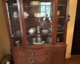 Antique Mahogany Bow Front China Cabinet