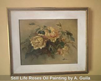 Still Life Roses Oil Painting by A. Guila