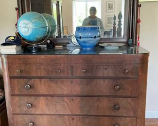 Antique Flame Mahogany American Empire Dresser