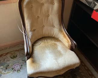 Victorian Walnut Spoon Back Nursing Chair