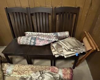 Dark Wood Dining Chairs with Upholstered Seat