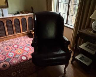 Pennsylvania House Dark Brown Leather Wingback Armchair
